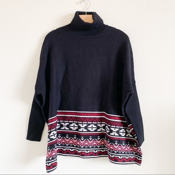 JOSEPH A. Patterned Turtleneck Poncho Sweaters - Picture 2 of 7